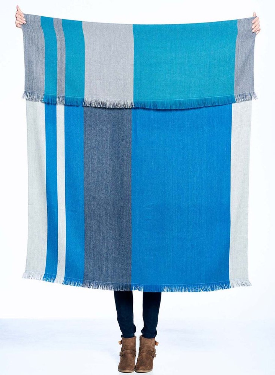 House & Home Shupaca 100% Baby Alpaca | Reversiblealpaca Throw Blanket- Blue Nile