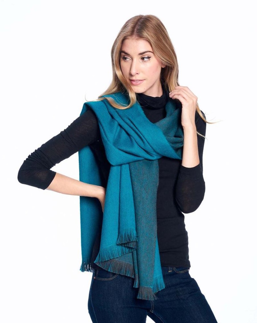 Scarves & Wraps Shupaca Artisanal Yarn Collection | Alpaca Wrap Reversible - Turquesa