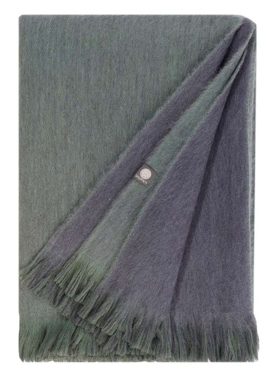 House & Home Shupaca Classic Brushed Alpaca | New! Alpaca Double Sided Throw - Emerald Tide