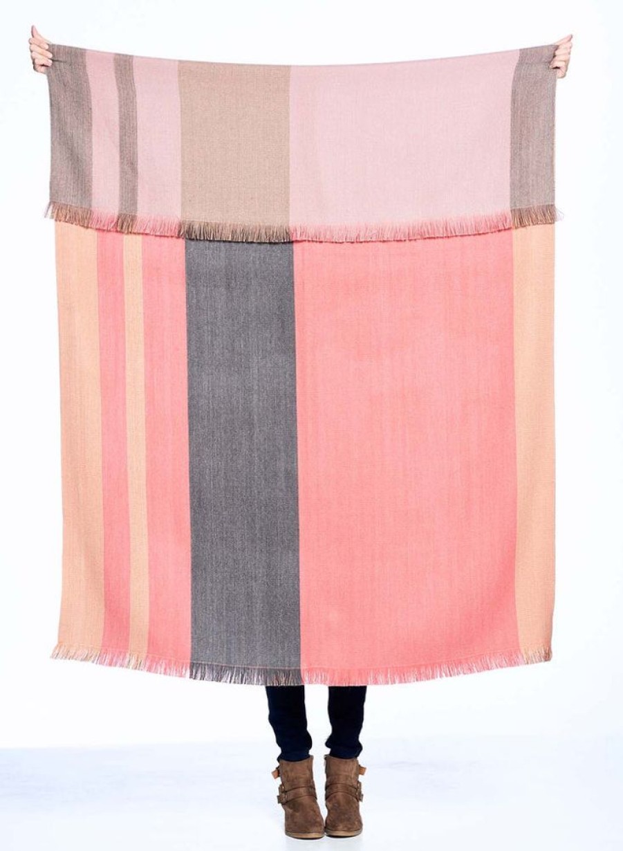 House & Home Shupaca Artisanal Yarn Collection | Alpaca Throw Blanket Reversible- Peach Bloom