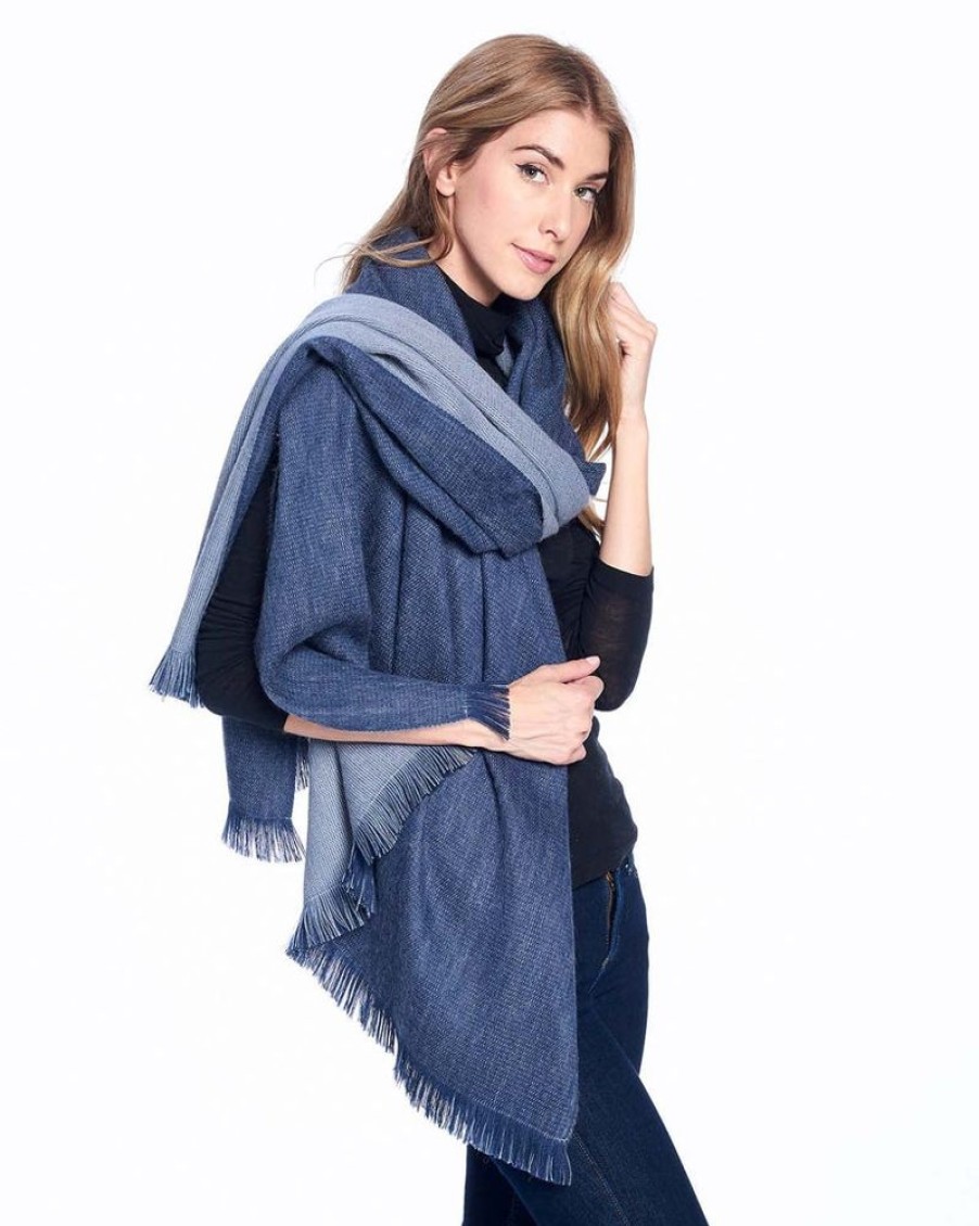 Scarves & Wraps Shupaca Artisanal Yarn Collection | Alpaca Wrap Reversible- Royal