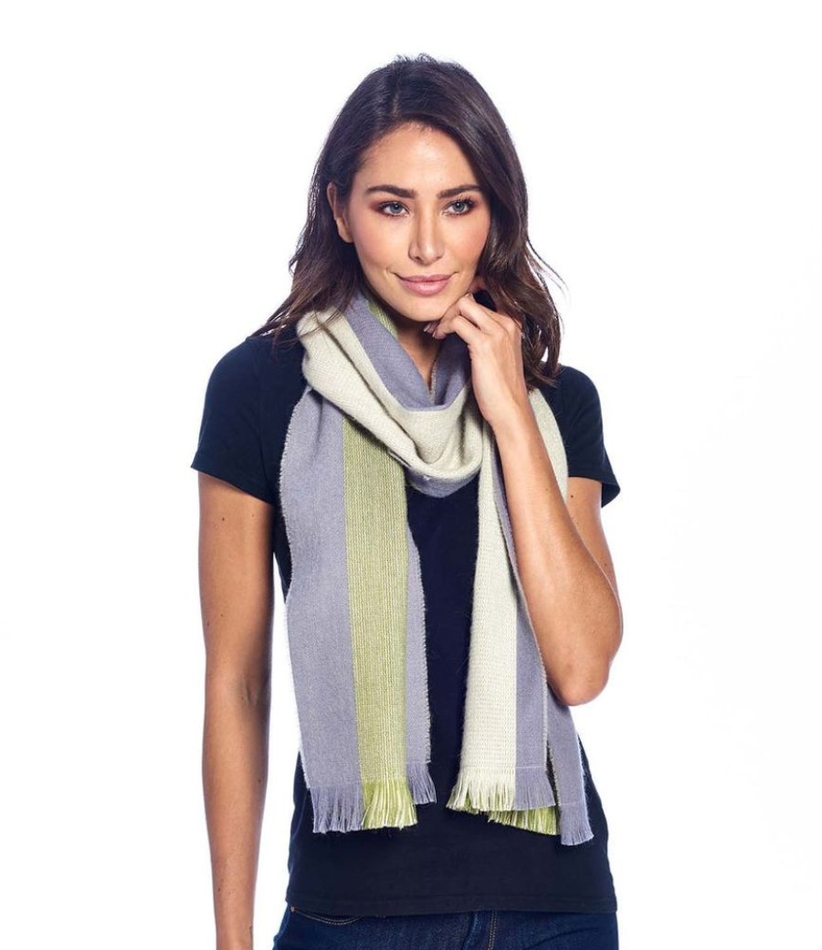 Scarves & Wraps Shupaca Artisanal Yarn Collection | Alpaca Scarf Reversible - Guacamole