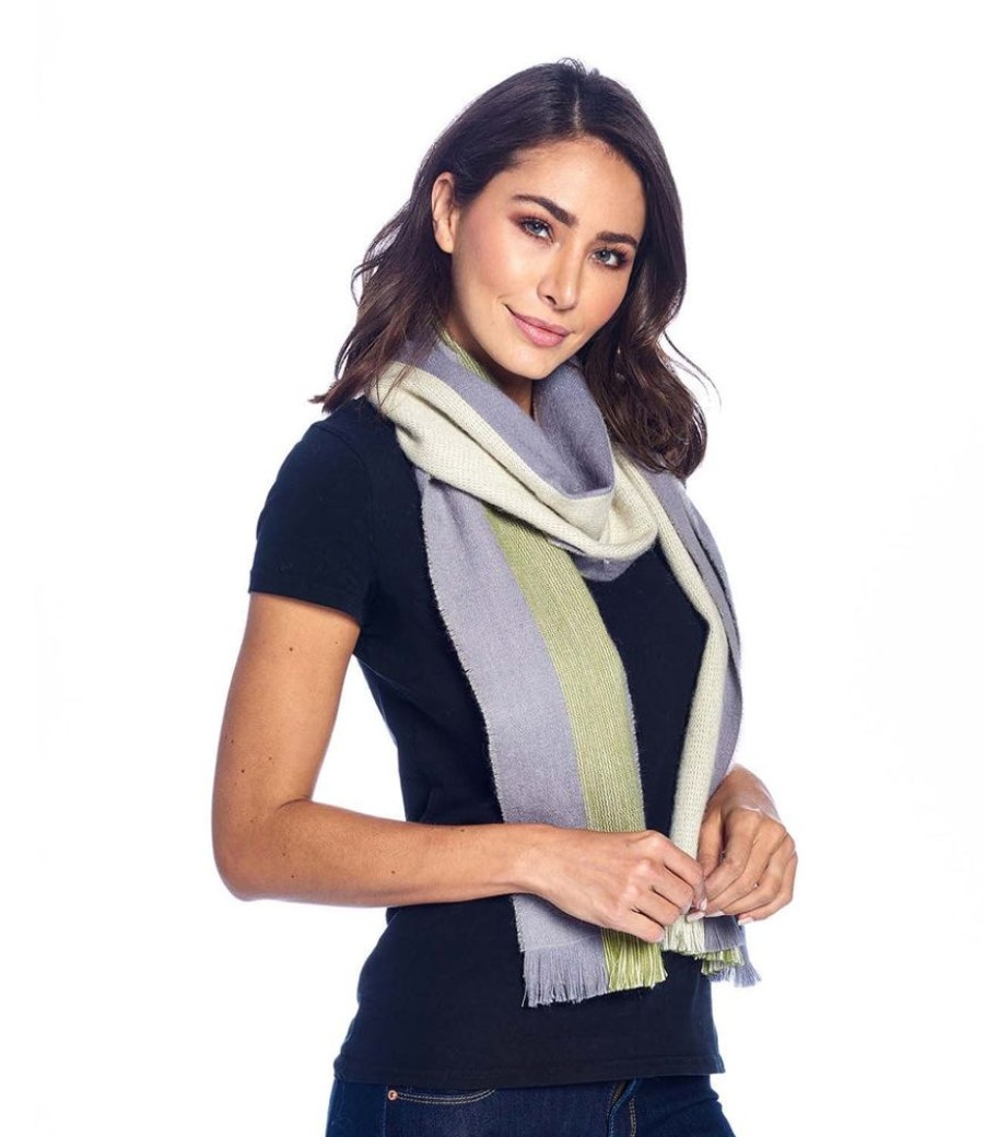 Scarves & Wraps Shupaca Artisanal Yarn Collection | Alpaca Scarf Reversible - Guacamole