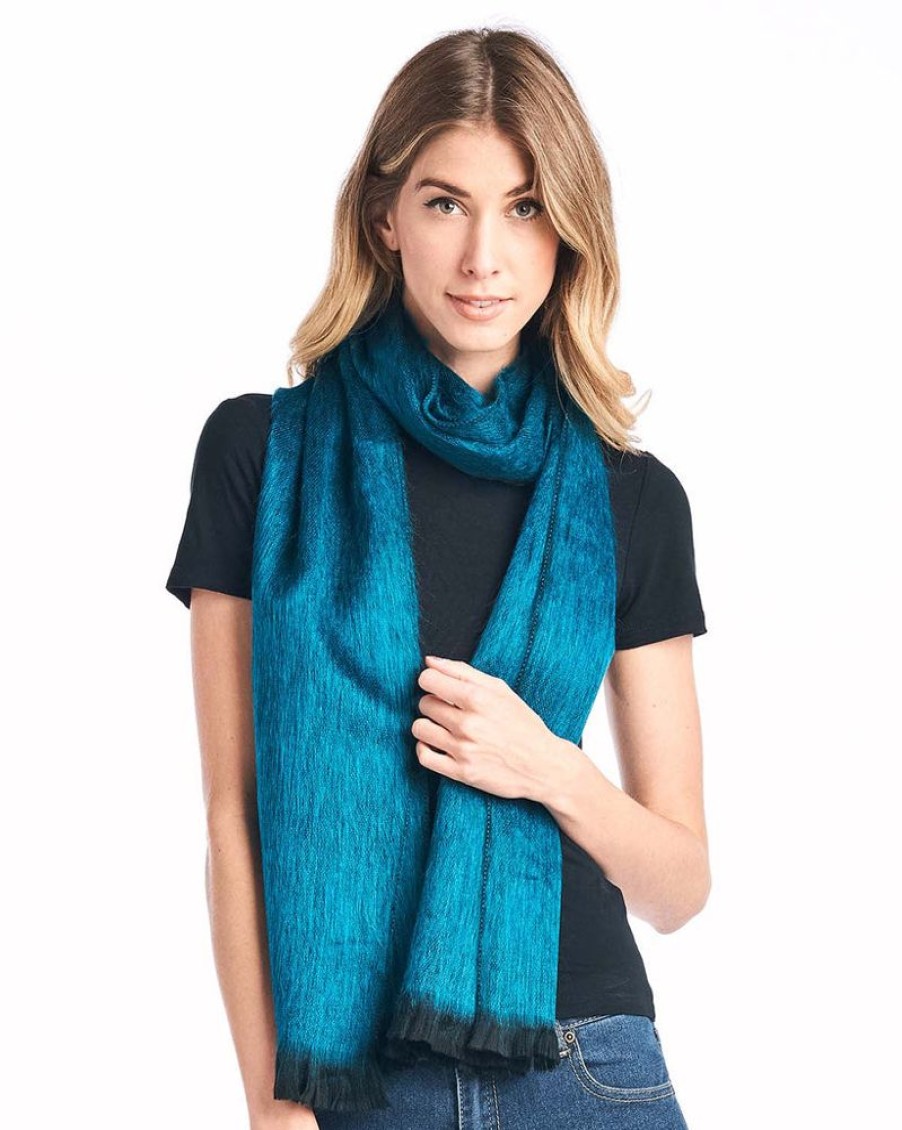 Scarves & Wraps Shupaca Classic Brushed Alpaca | Alpaca Scarf - Midnight Turquoise