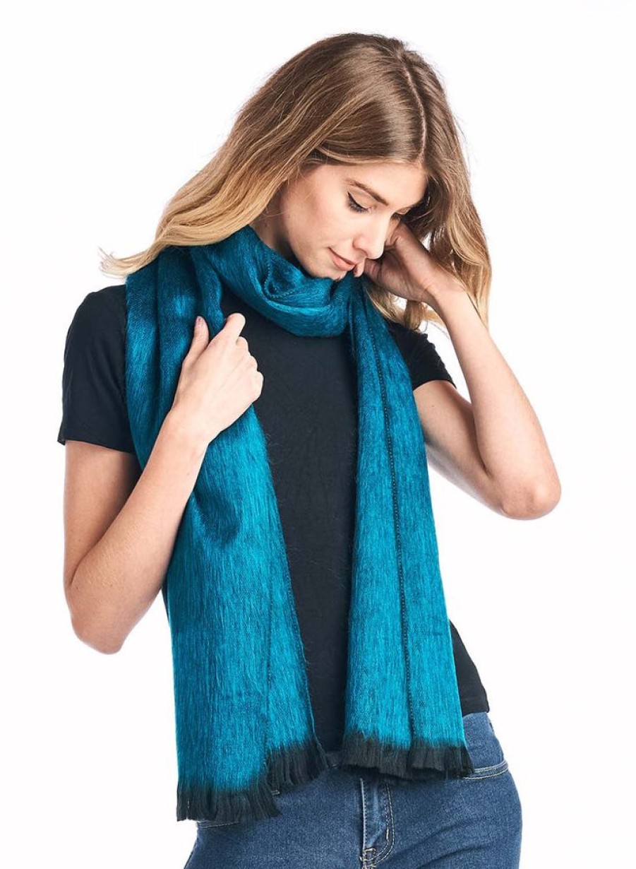 Scarves & Wraps Shupaca Classic Brushed Alpaca | Alpaca Scarf - Midnight Turquoise