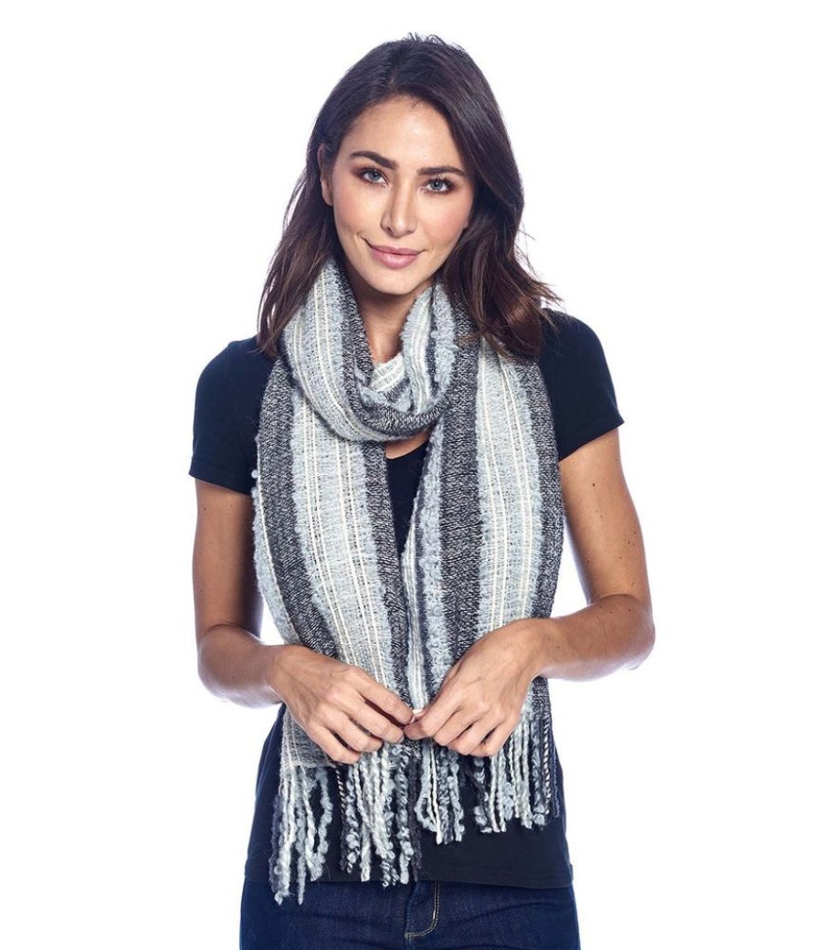 Scarves & Wraps Shupaca Boucle | Alpaca Fringe Scarf - Boucle - Monochrome