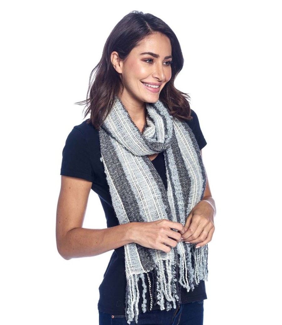 Scarves & Wraps Shupaca Boucle | Alpaca Fringe Scarf - Boucle - Monochrome