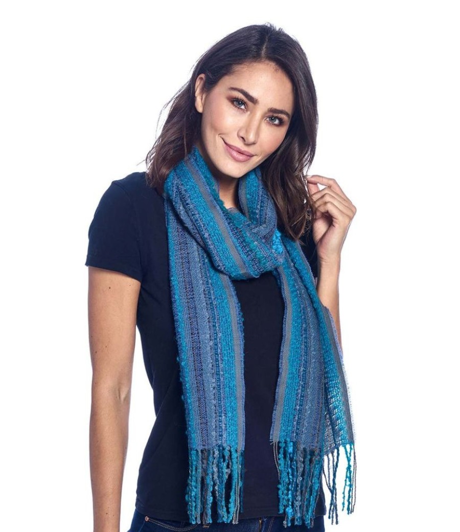 Scarves & Wraps Shupaca Boucle | Alpaca Fringe Scarf - Boucle - Capri Blue