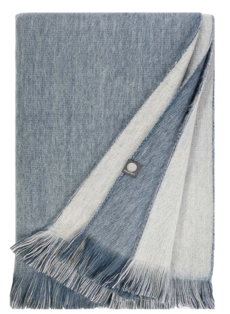 House & Home Shupaca Classic Brushed Alpaca | New! Alpaca Double Sided Throw - Coastal Fog