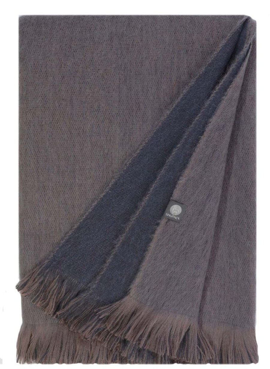 House & Home Shupaca Classic Brushed Alpaca | New! Alpaca Double Sided Throw - Toffee Breeze