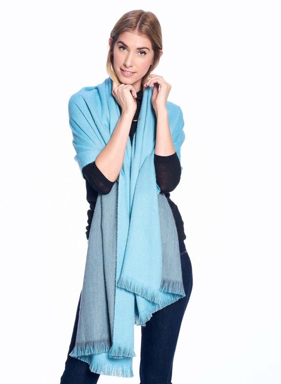 Scarves & Wraps Shupaca Artisanal Yarn Collection | Reversiblealpaca Wrap - Cameo Blue