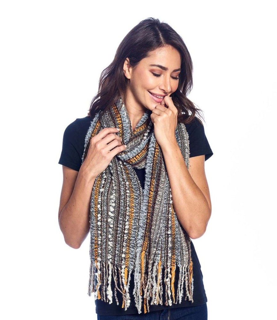 Scarves & Wraps Shupaca Boucle | Alpaca Fringe Scarf - Boucle - Honey Gold