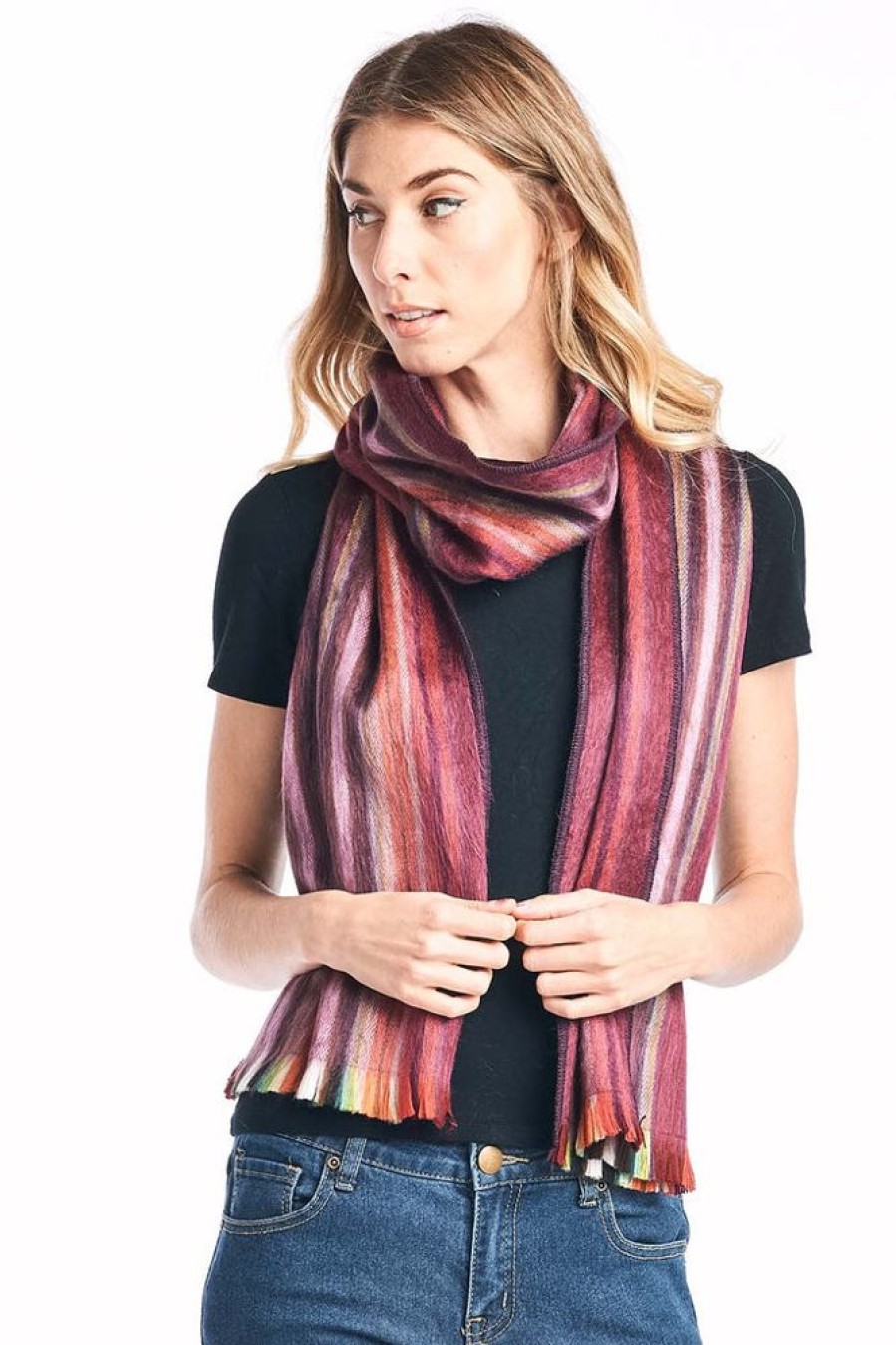 Scarves & Wraps Shupaca Classic Brushed Alpaca | Alpaca Scarf - Pomegranate