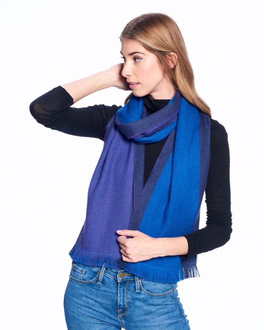 Scarves & Wraps Shupaca Artisanal Yarn Collection | Alpaca Scarf Reversible - Moon Indigo