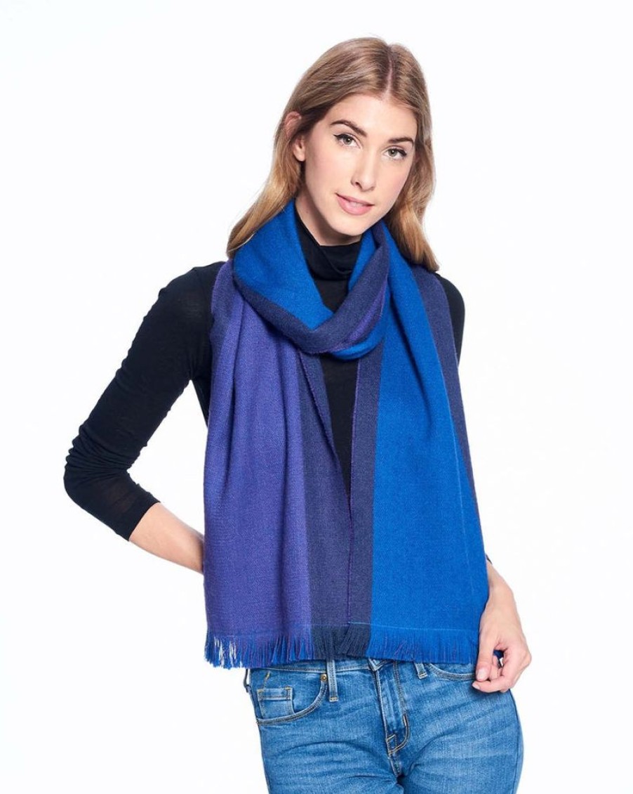 Scarves & Wraps Shupaca Artisanal Yarn Collection | Alpaca Scarf Reversible - Moon Indigo