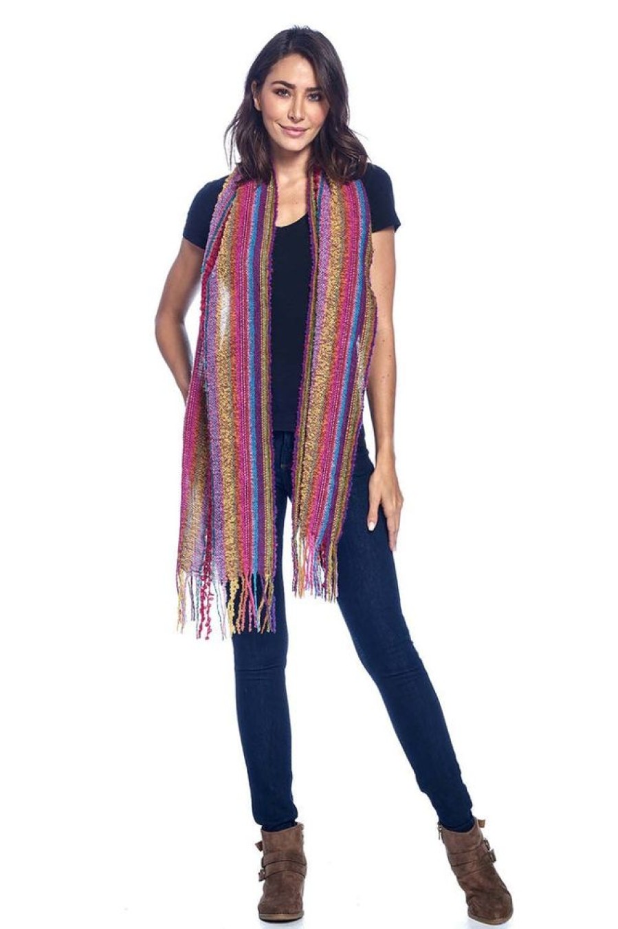 Scarves & Wraps Shupaca Boucle | Fringe Alpaca Scarf - Boucle - Fiesta