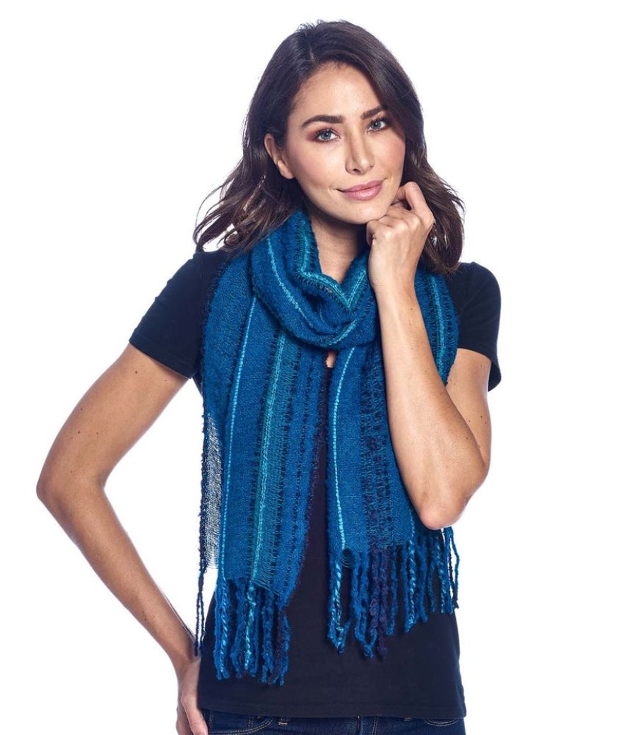 Scarves & Wraps Shupaca Boucle | Fringealpaca Scarf - Boucle - Deep Sea