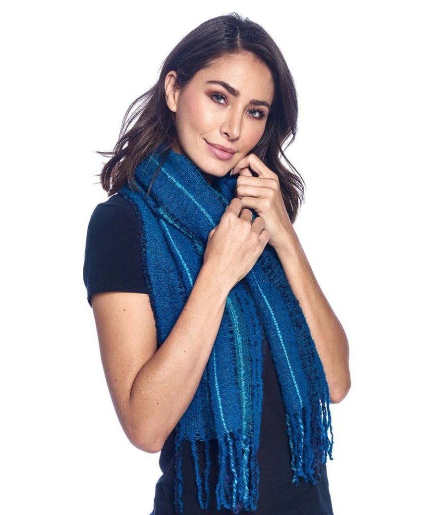 Scarves & Wraps Shupaca Boucle | Fringealpaca Scarf - Boucle - Deep Sea